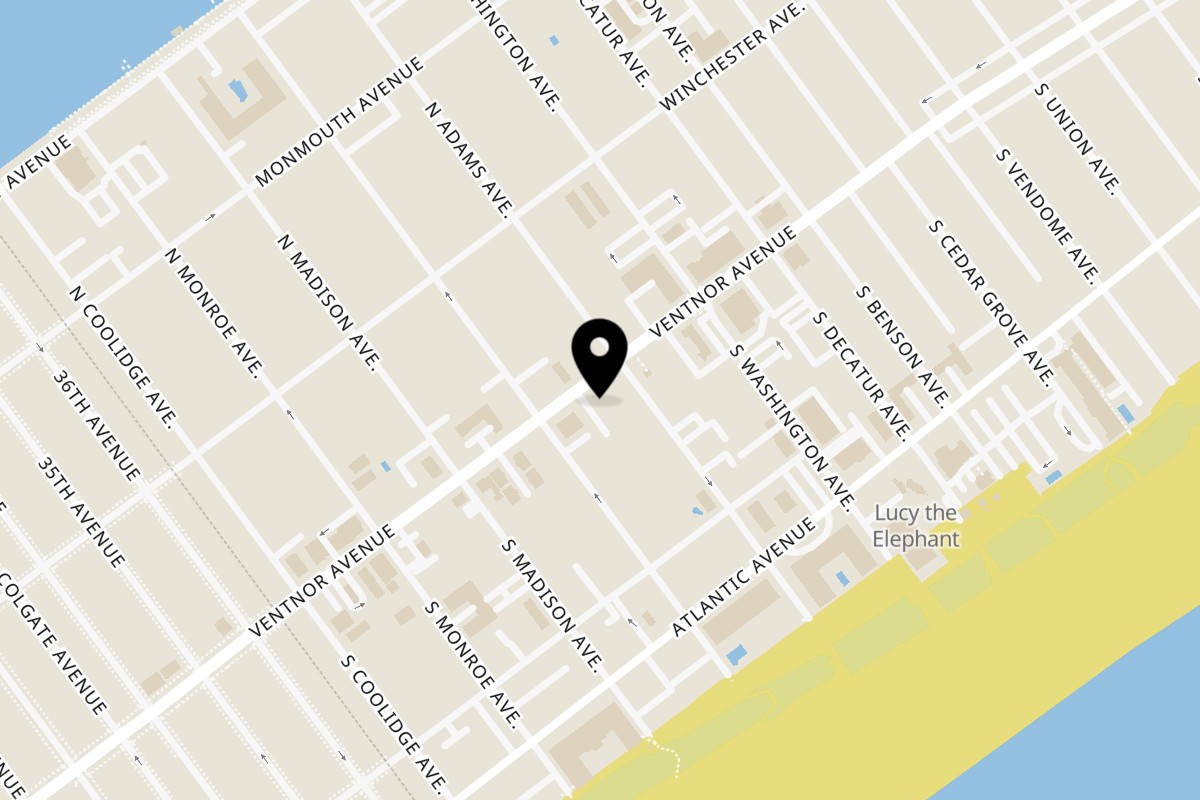Map showing the location of Jace's Place on 9404 Ventnor Ave in Margate City